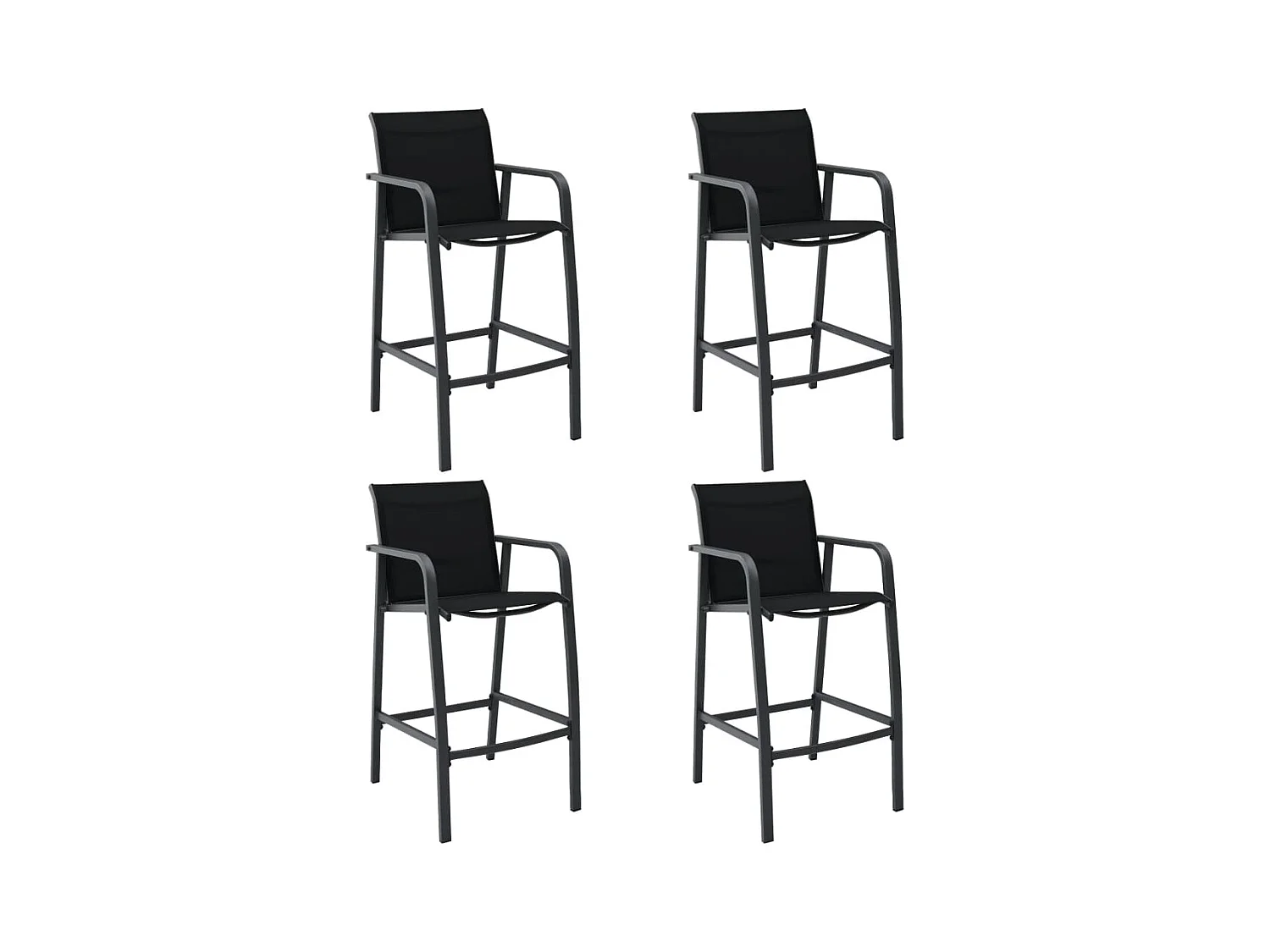 Chaises de bar de jardin 4 pièces Noir Textilène