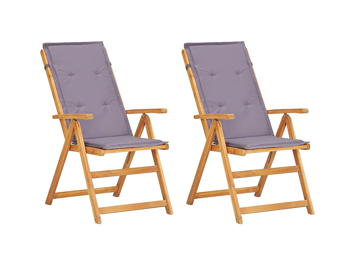 Chaises inclinables de jardin 2 pièces Marron Bois solide d'acacia
