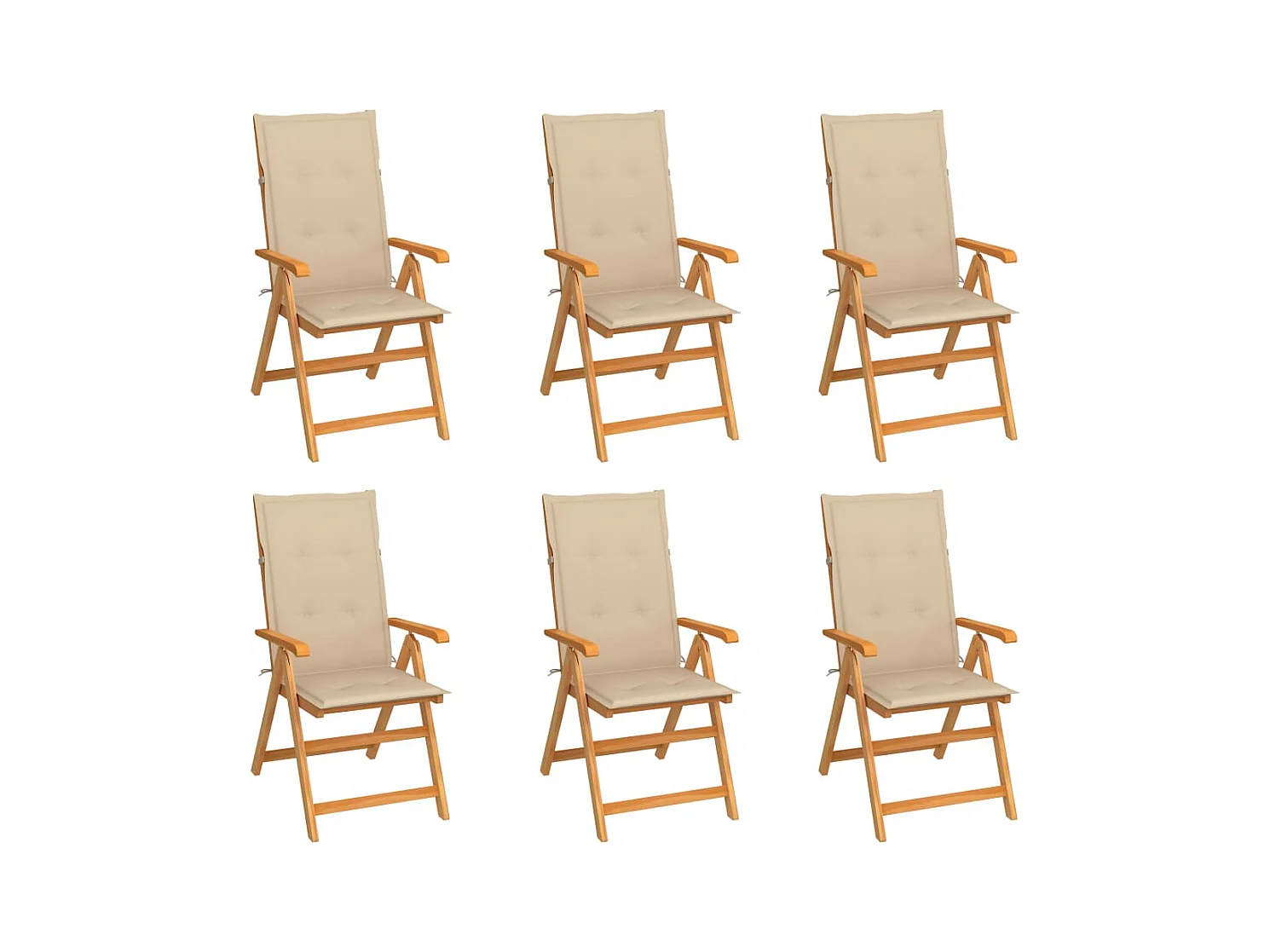 Chaises de jardin 6 pièces avec coussins beige Bois de teck