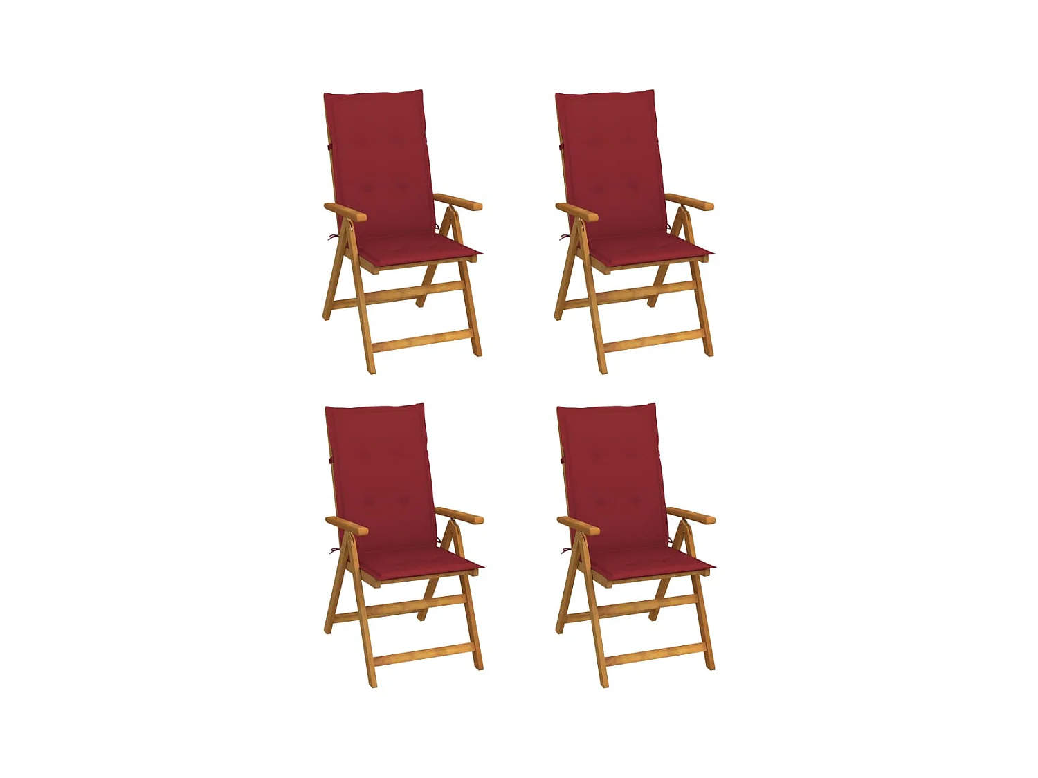 Chaises inclinables de jardin 4 pièces avec coussins Bois d'acacia
