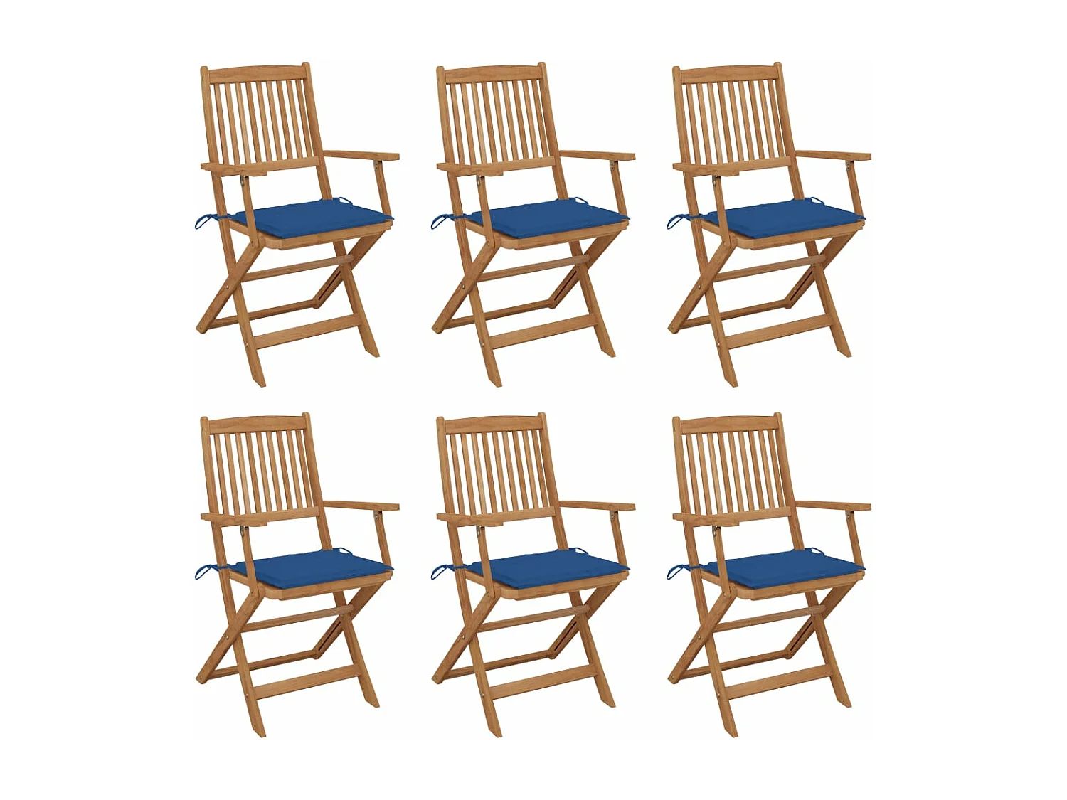 Chaises pliables de jardin 6 pièces avec coussins Bois d'acacia
