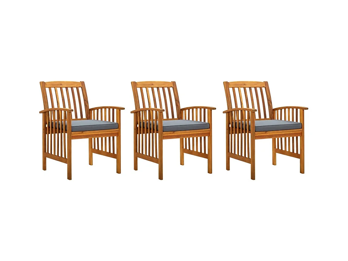 Sillas de comedor jardín 3 unidades con cojines madera maciza acacia