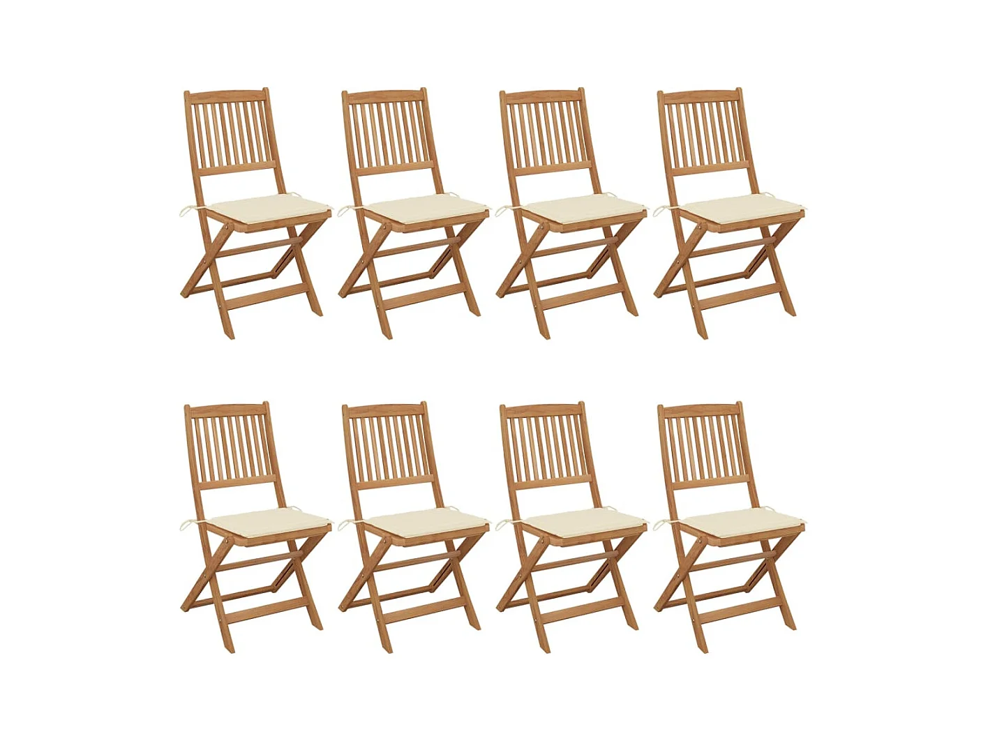 Tuinstoelen 8 st inklapbaar met kussens massief acaciahout