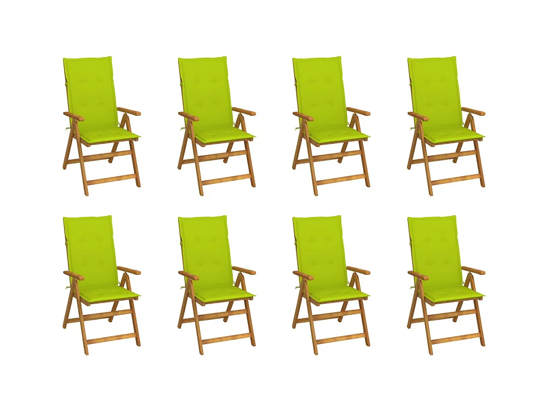 Chaises pliables de jardin avec coussins 8 pièces Bois d'acacia