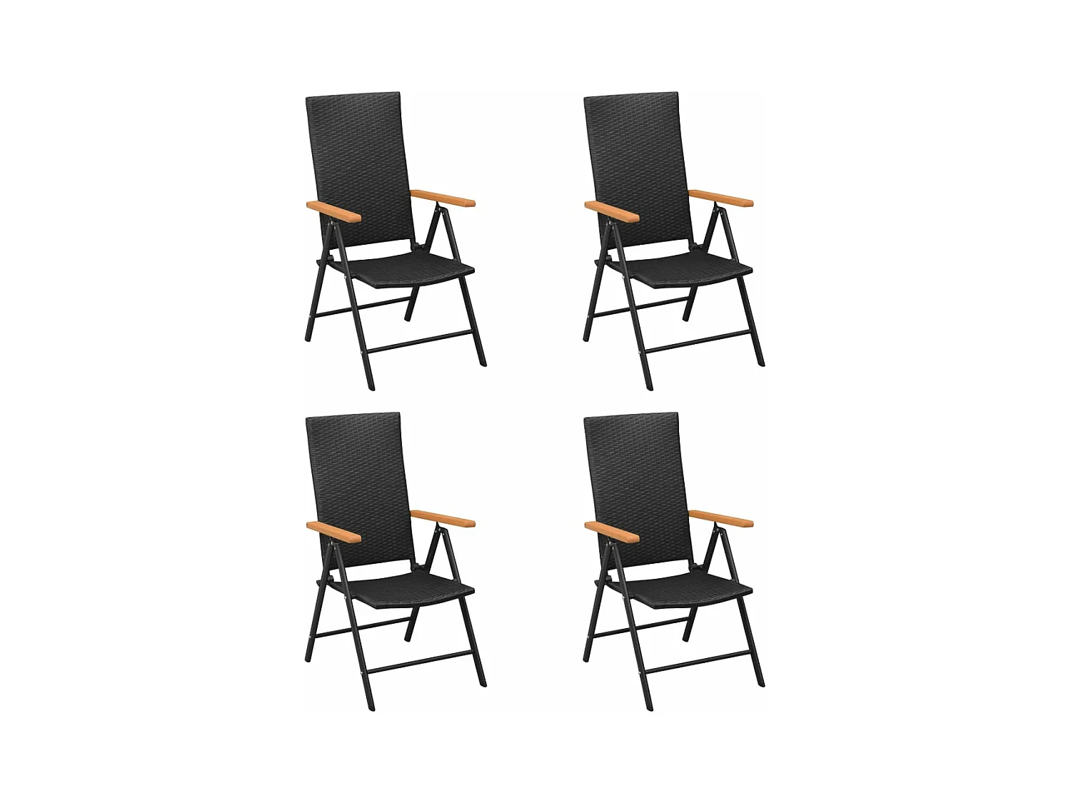 Chaises de jardin 4 pièces Résine tressée Noir