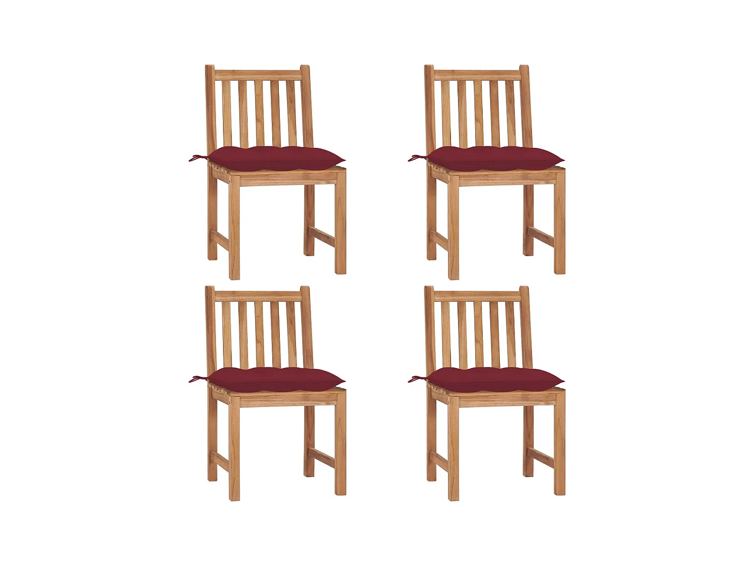 Chaises de jardin 4 pièces avec coussins Bois de teck massif