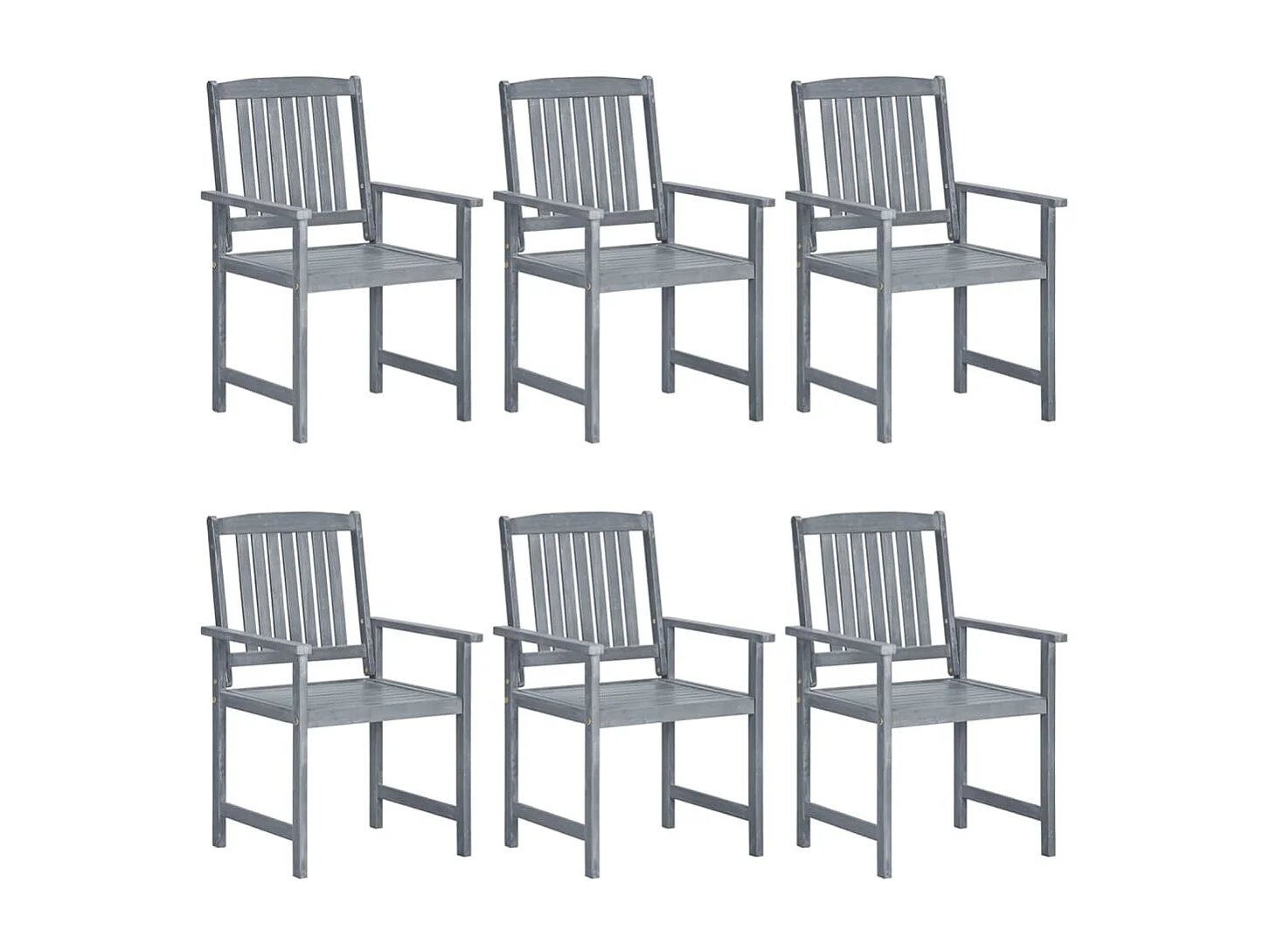 Chaises de jardin 6 pièces Bois d'acacia massif Gris