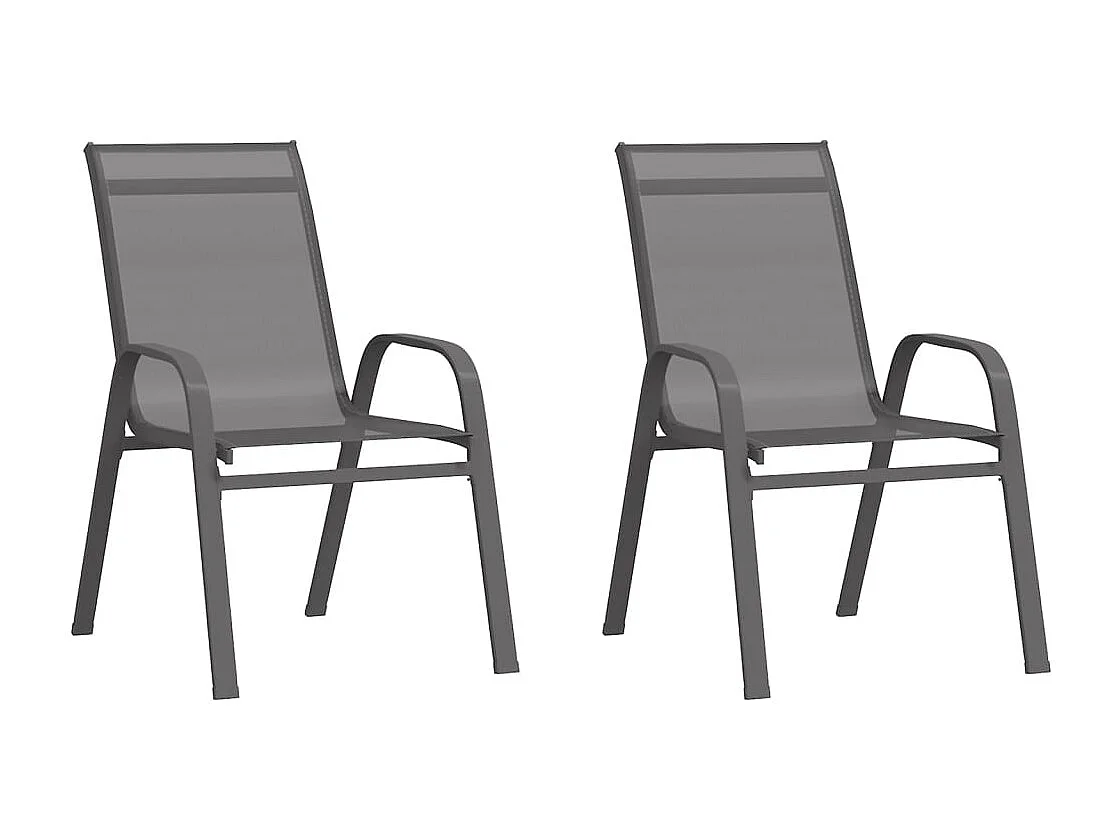 Chaises empilables de jardin 2 pièces Gris Tissu textilène