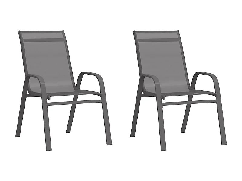 Chaises empilables de jardin 2 pièces Gris Tissu textilène