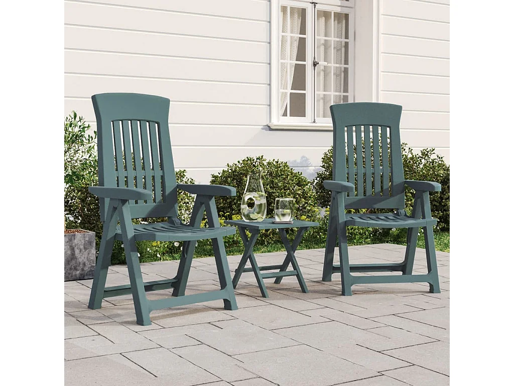 Chaises inclinables de jardin 2 pièces vert PP