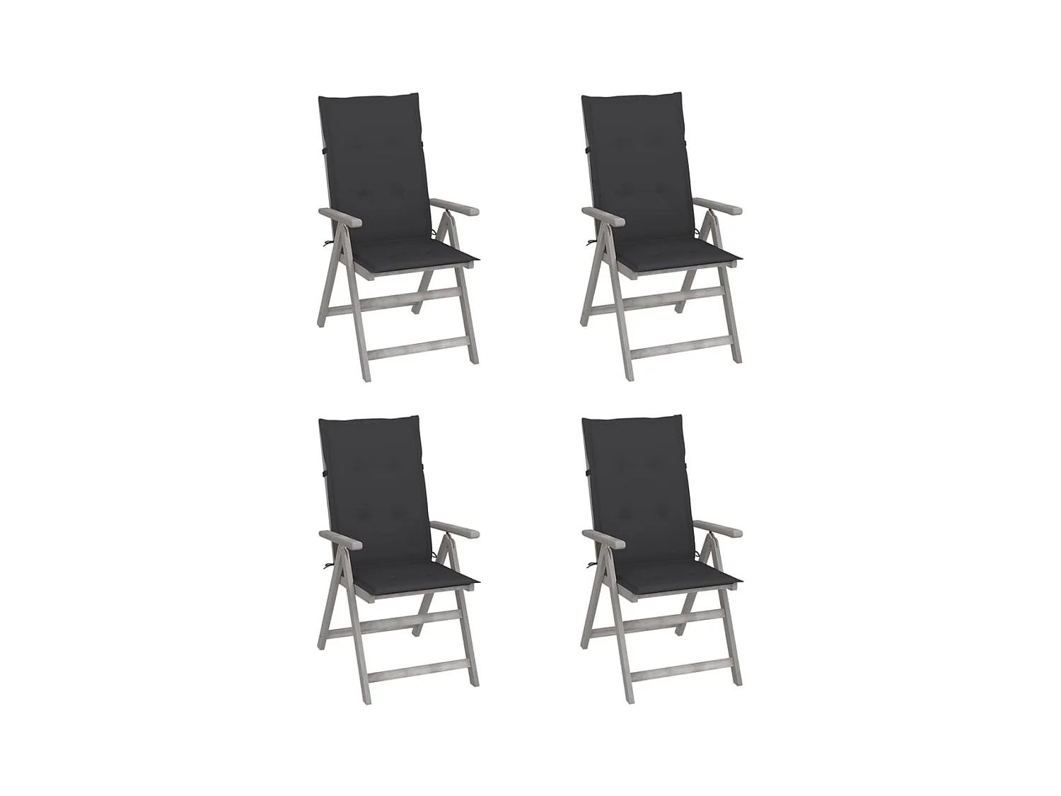 Chaises inclinables de jardin 4 pièces avec coussins Bois d'acacia