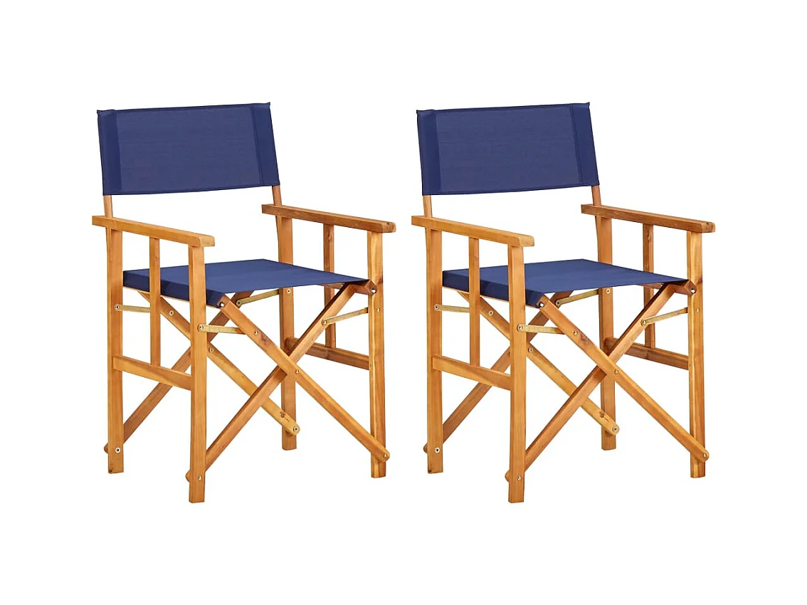 Chaises de metteur en scène 2 pièces Bois massif d'acacia Bleu