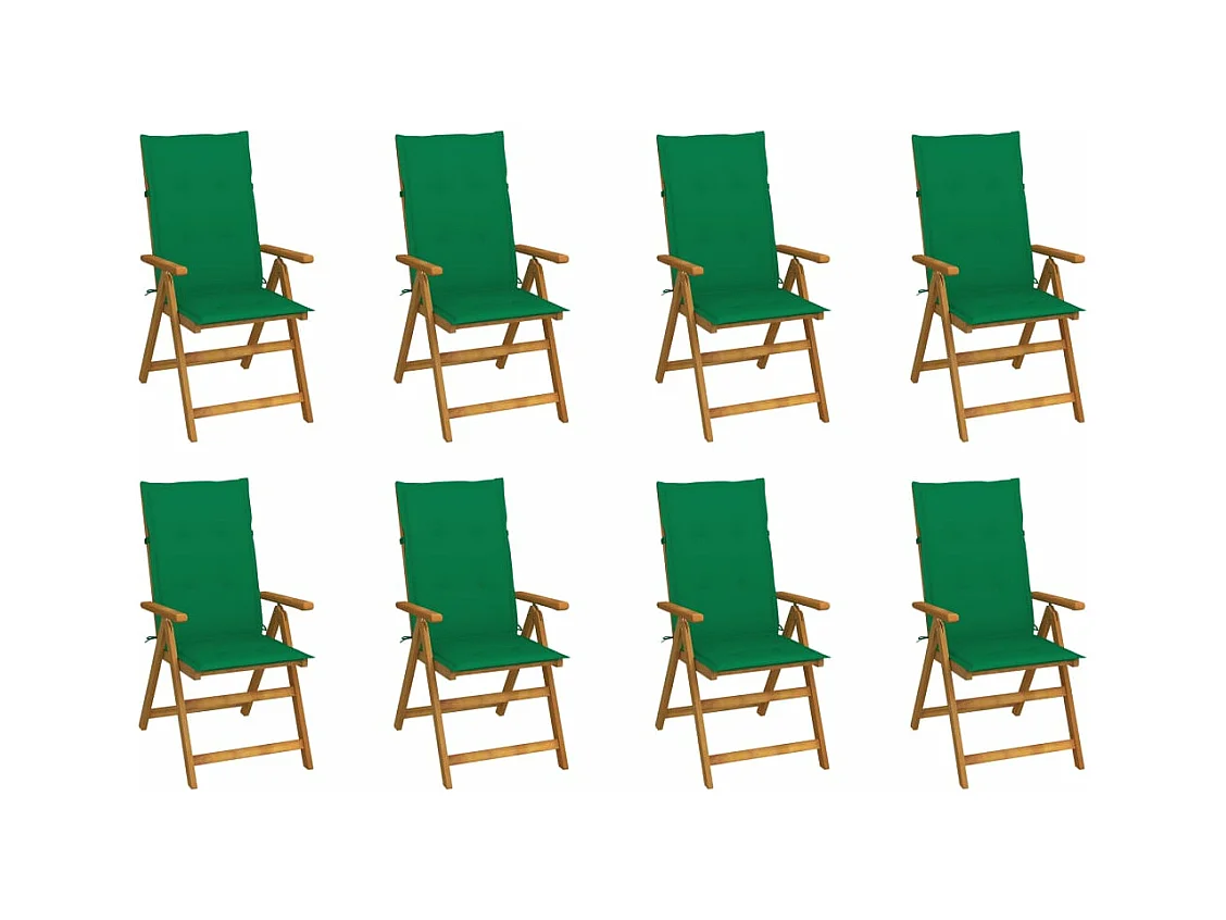 Chaises pliables de jardin avec coussins 8 pièces Bois d'acacia