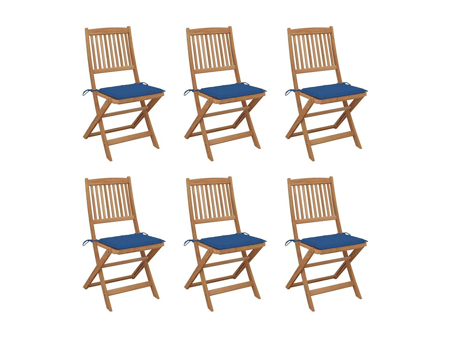 Chaises pliables de jardin 6 pièces avec coussins Bois d'acacia