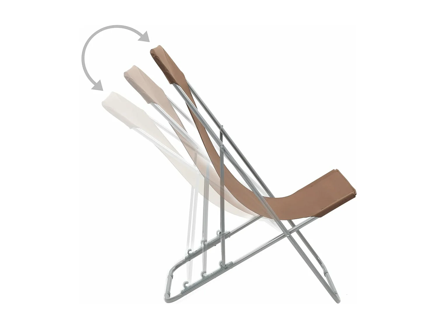 Chaises de plage pliables 2 pièces Acier et tissu oxford Marron