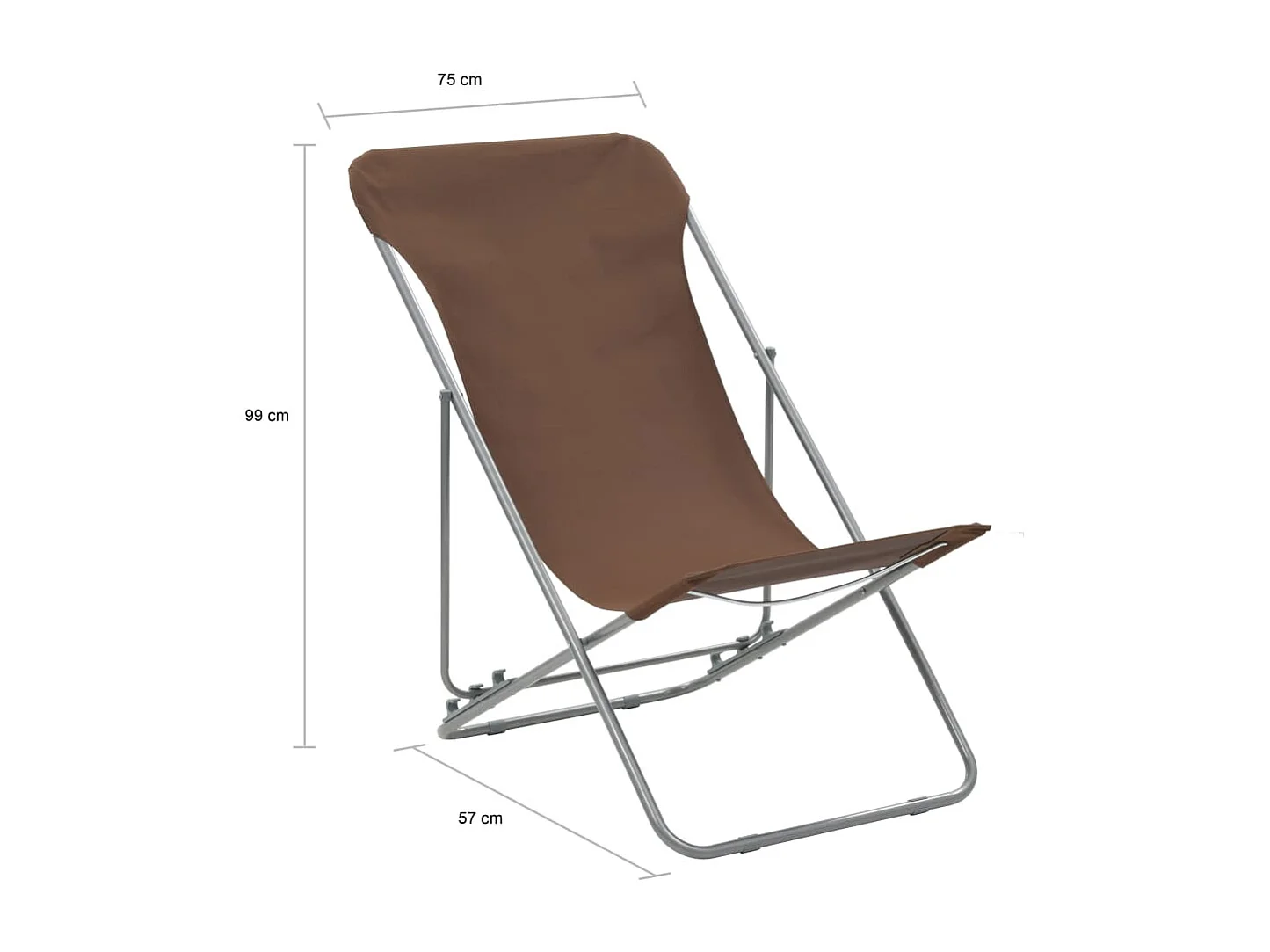 Chaises de plage pliables 2 pièces Acier et tissu oxford Marron