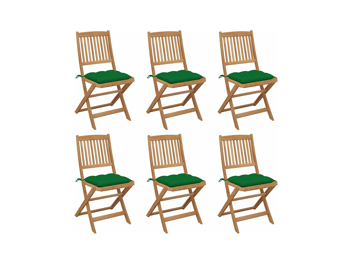 Chaises pliables de jardin 6 pièces avec coussins Bois d'acacia