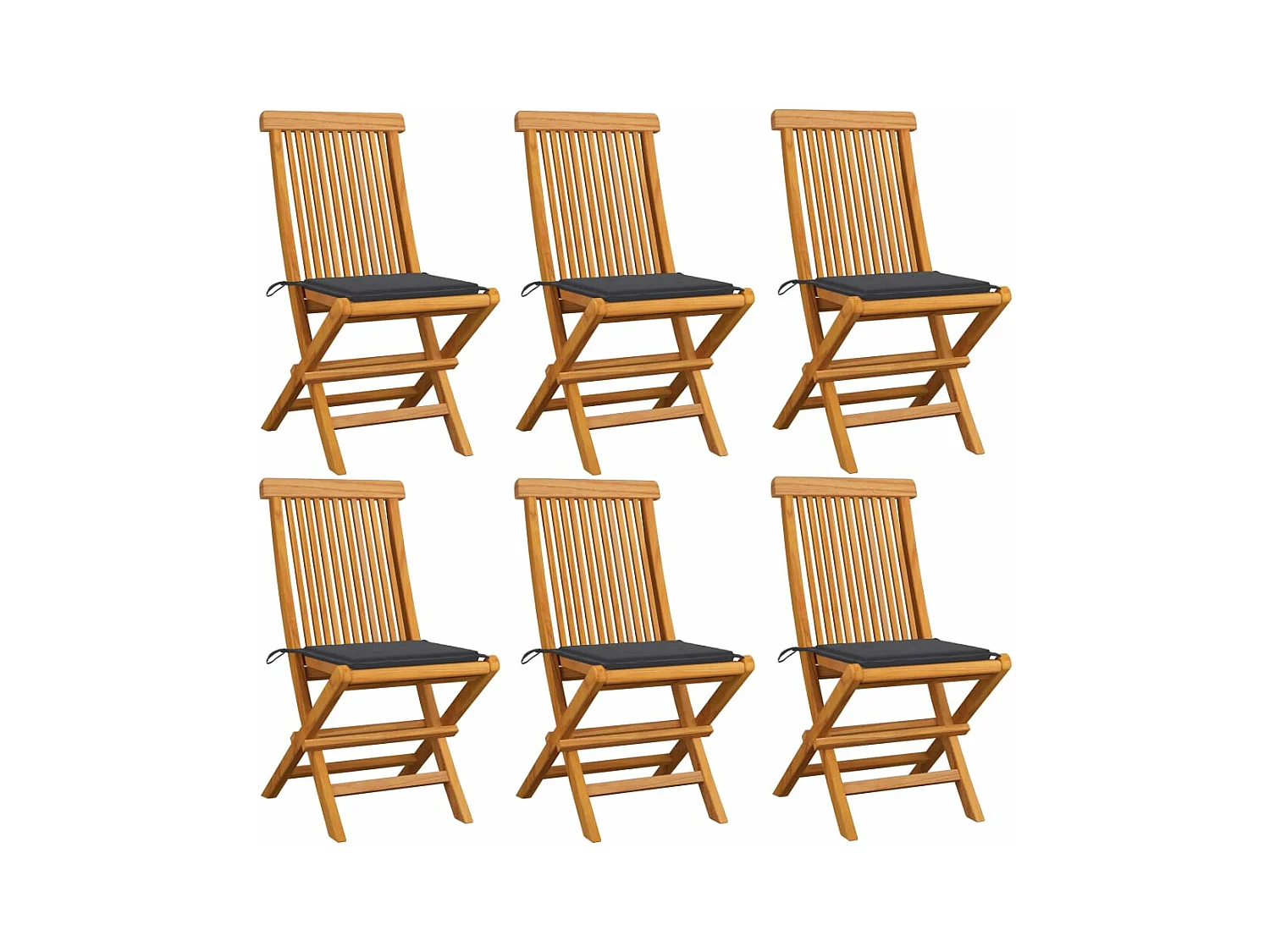Chaises de jardin avec coussins anthracite 6 pièces Bois de teck