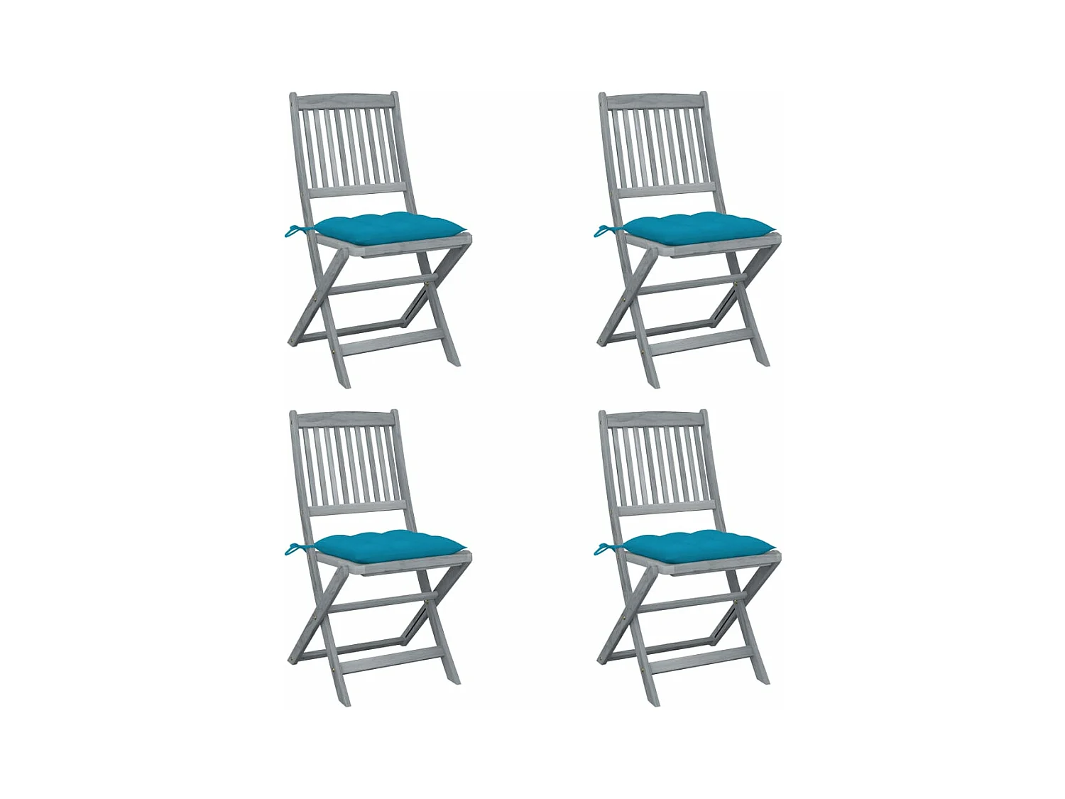 Chaises pliables d'extérieur 4 pièces avec coussins Bois d'acacia