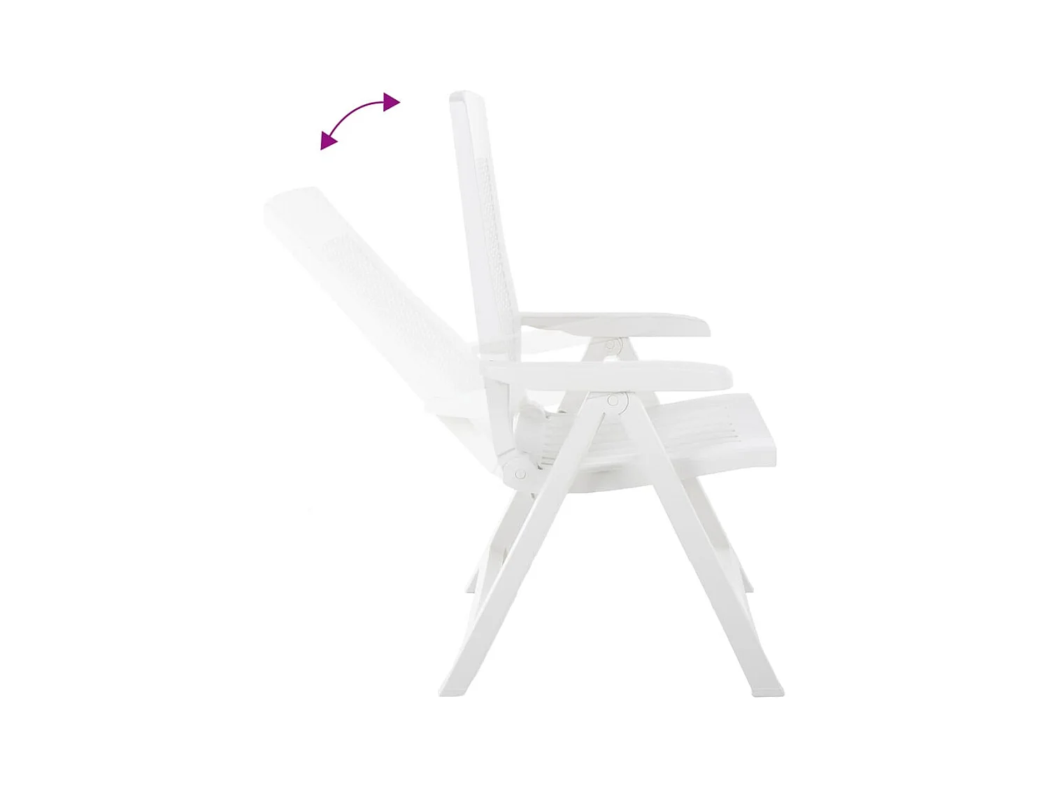 Chaises inclinables de jardin 2 pièces Plastique Blanc