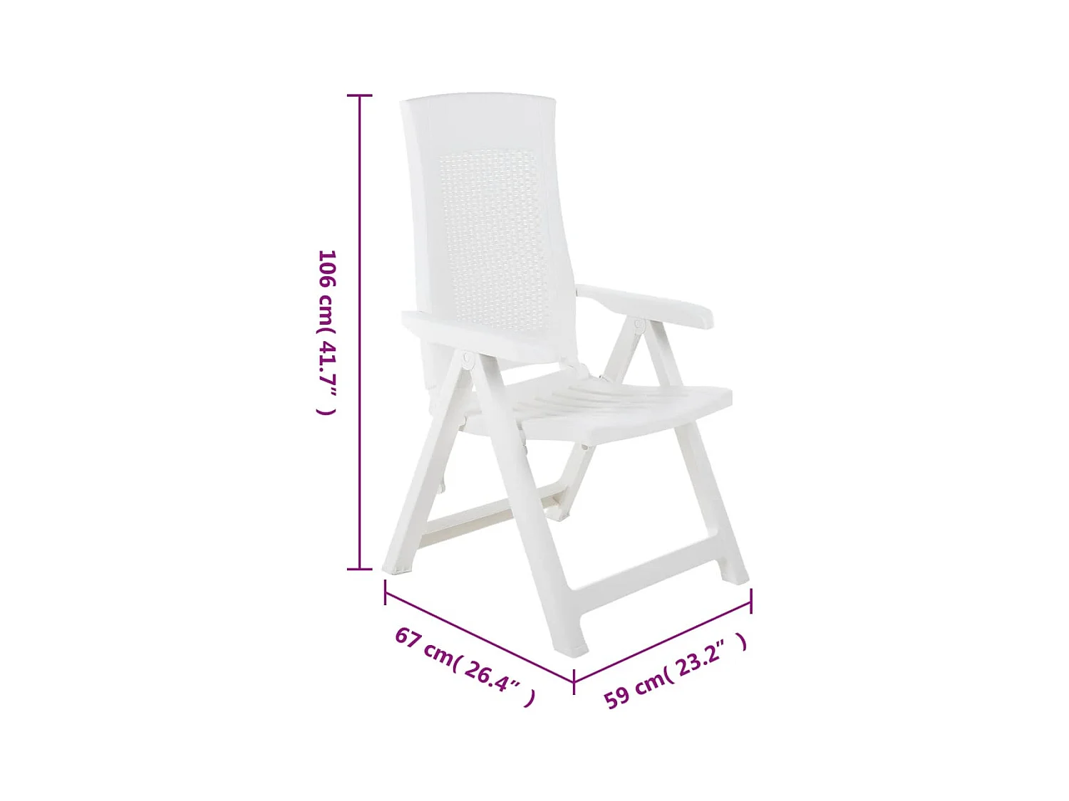 Chaises inclinables de jardin 2 pièces Plastique Blanc