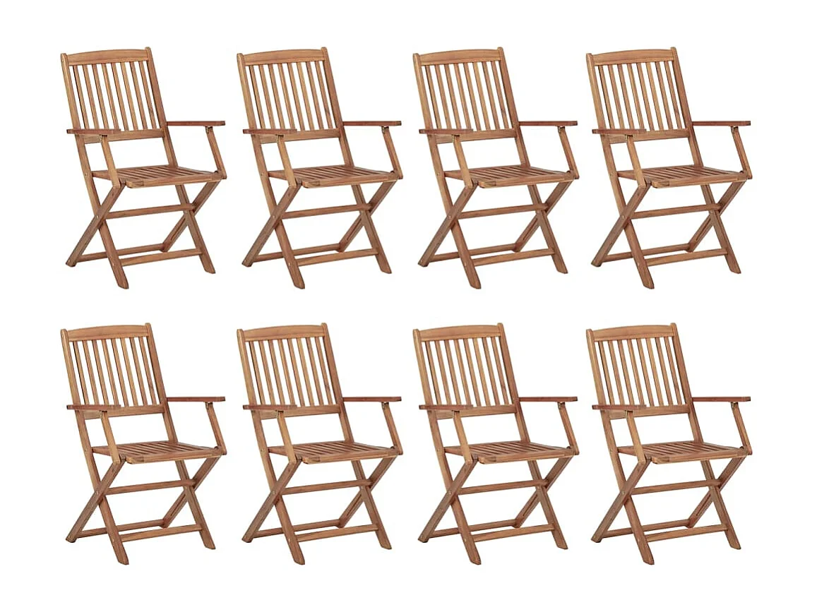 Tuinstoelen 8 st inklapbaar met kussens massief acaciahout