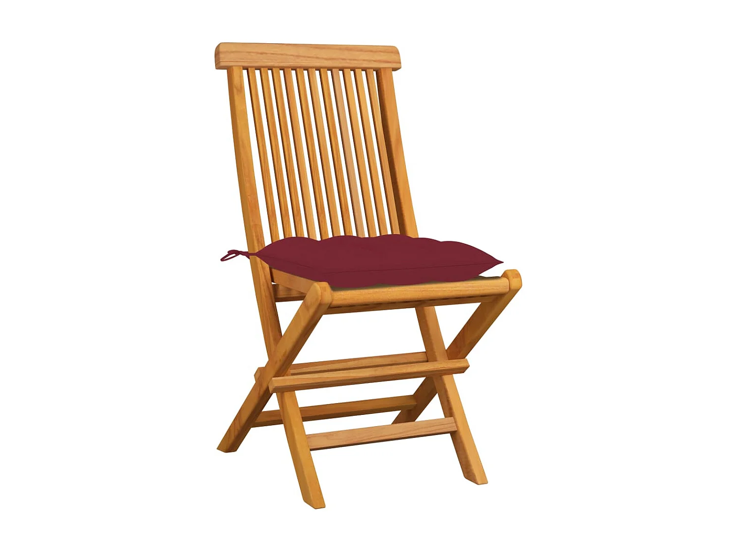 Chaises de jardin avec coussins rouge bordeaux 4 pièces Teck massif