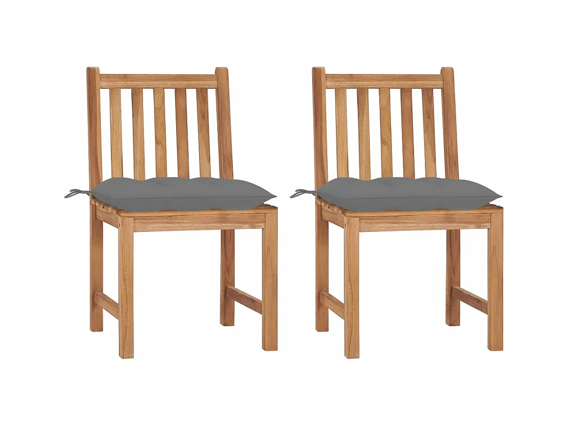 Chaises de jardin 2 pièces avec coussins Bois de teck massif