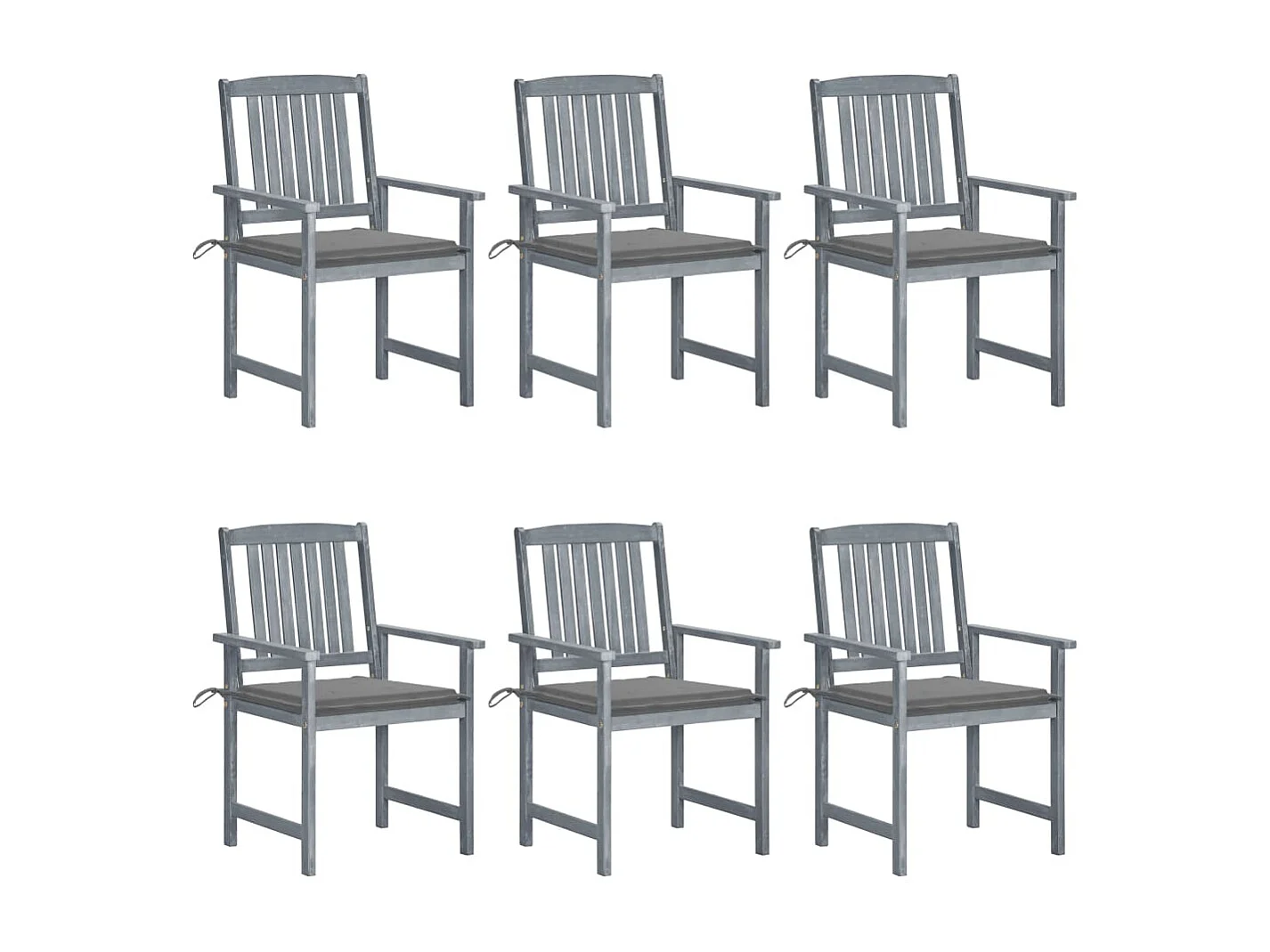 Chaises de jardin avec coussins 6 pièces Bois d'acacia massif Gris