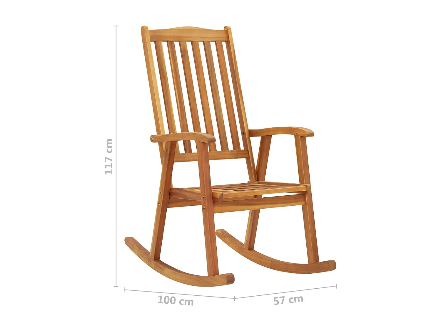 Silla mecedora con cojines madera maciza de acacia