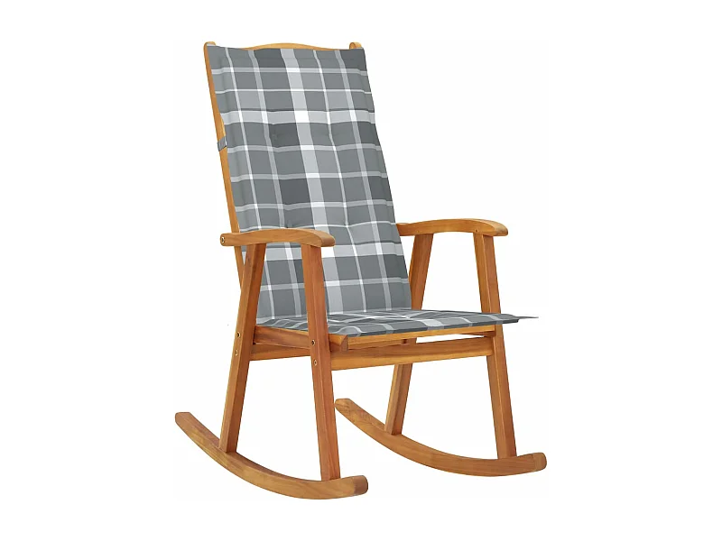 Silla mecedora con cojines madera maciza de acacia