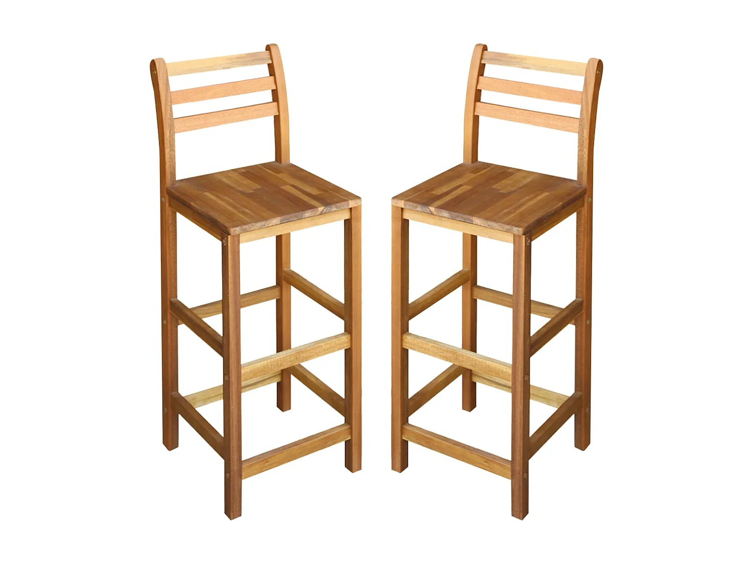 Tabourets de bar lot de 2 bois d'acacia massif
