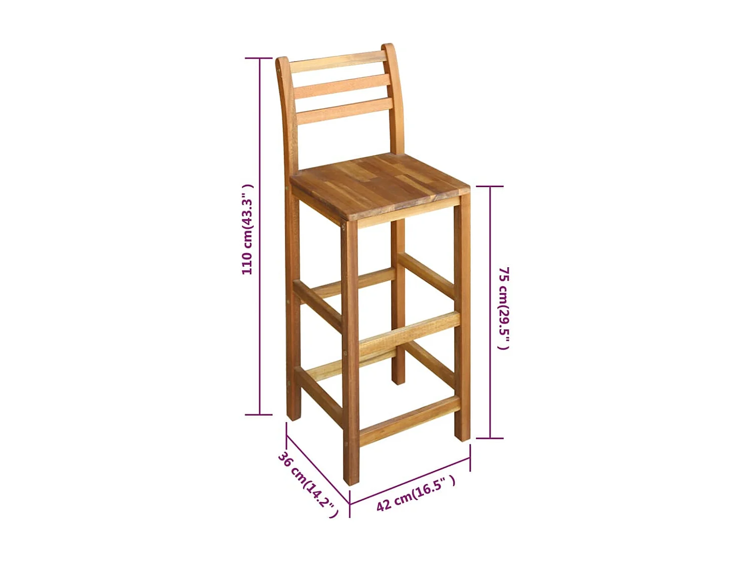 Tabourets de bar lot de 2 bois d'acacia massif