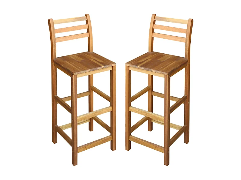 Tabourets de bar lot de 2 bois d'acacia massif