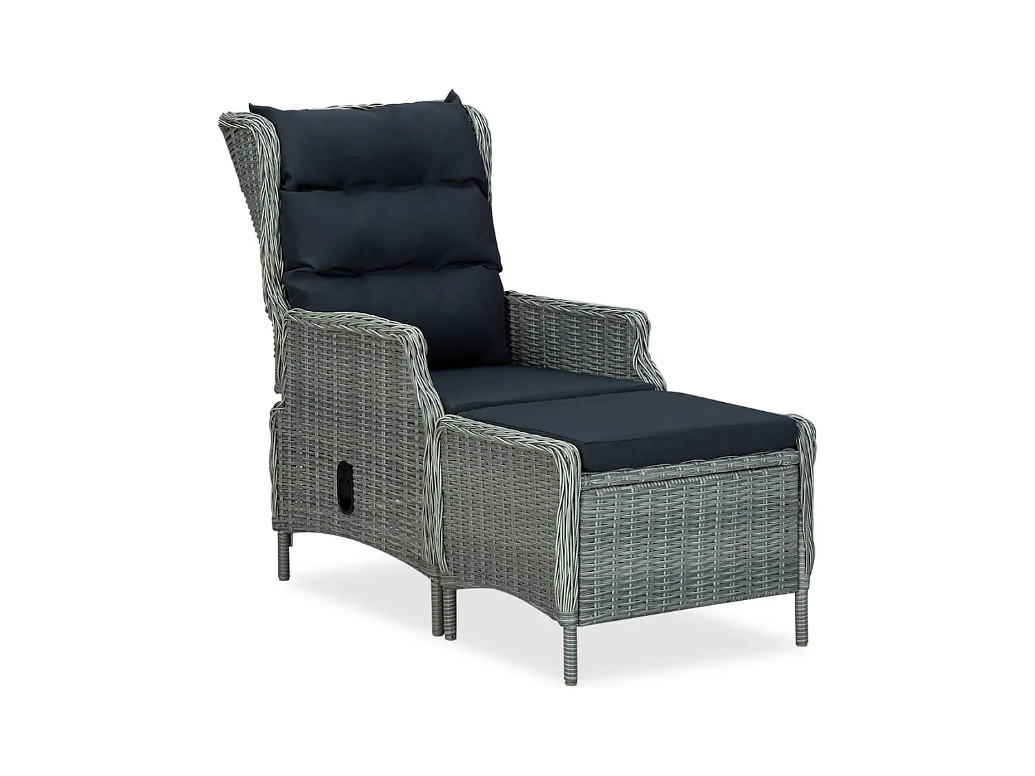 Chaise inclinable de jardin tabouret Résine tressée Gris clair