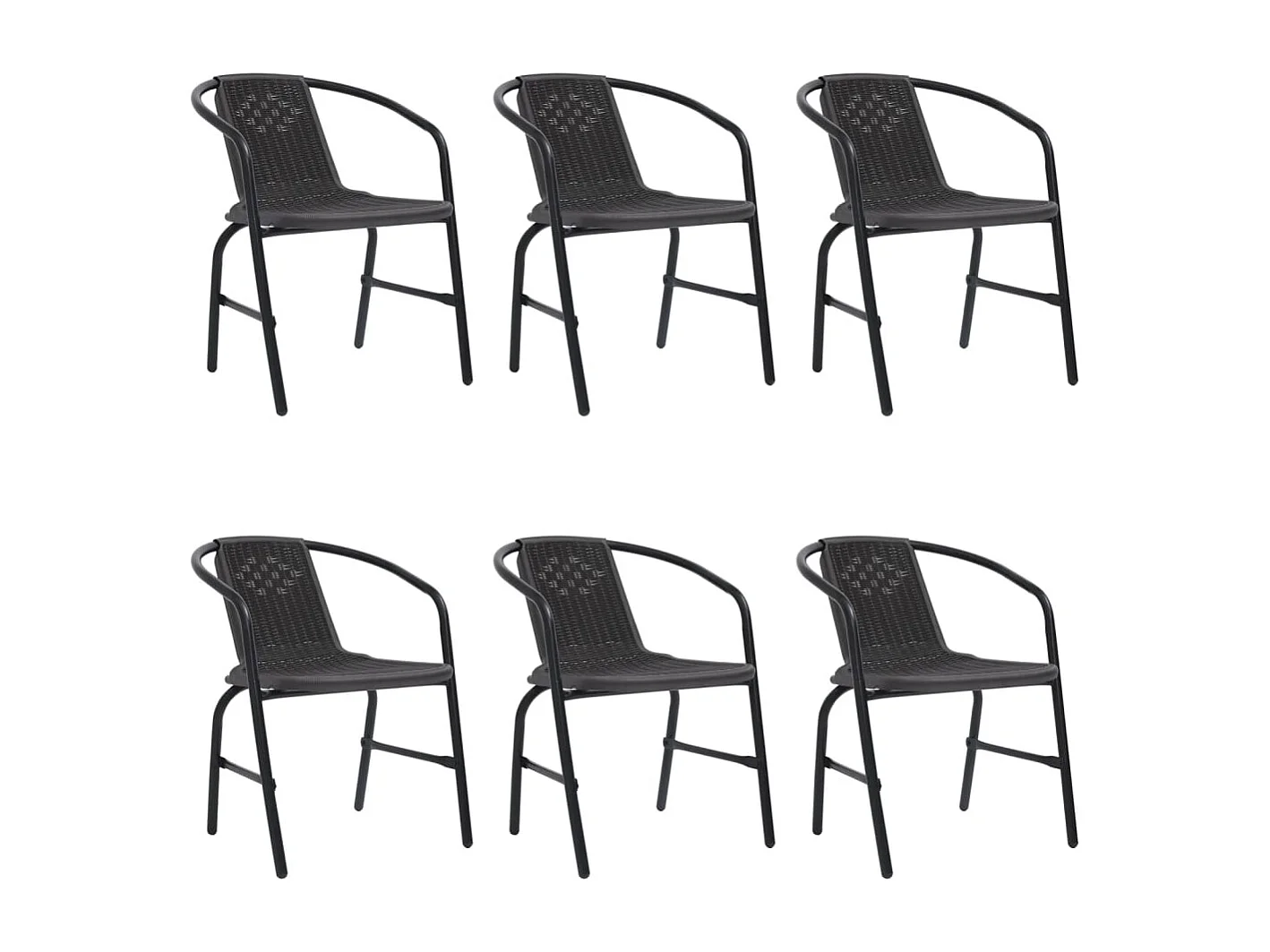 Chaises de jardin 6 pièces Rotin plastique et acier 110 kg
