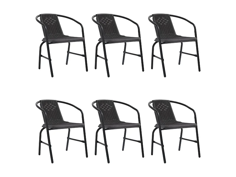 Chaises de jardin 6 pièces Rotin plastique et acier 110 kg