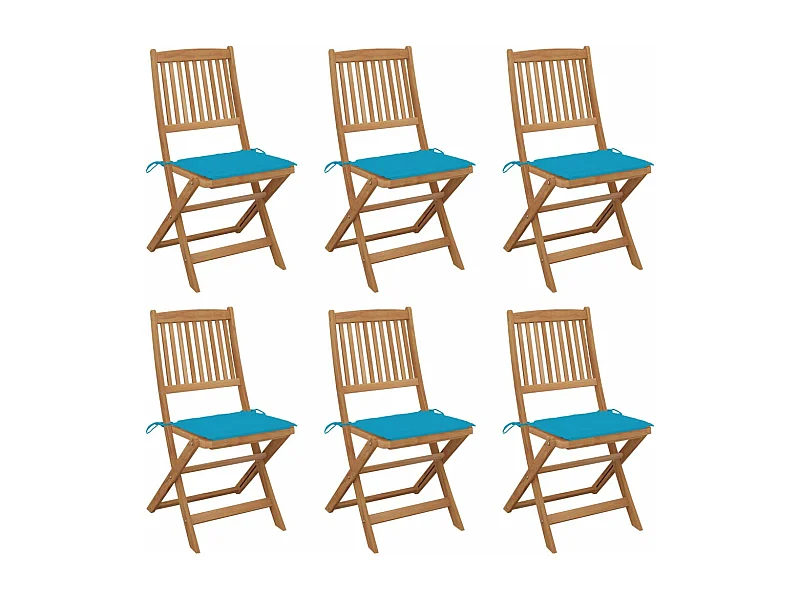 Chaises pliables de jardin 6 pièces avec coussins Bois d'acacia