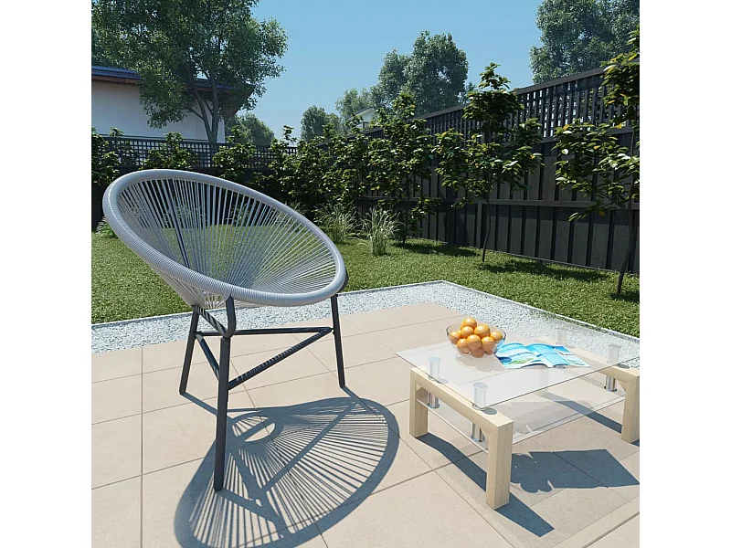 Chaise de jardin sous forme de lune Résine tressée Gris