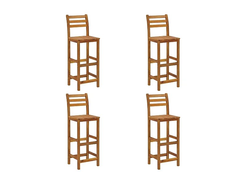 Tabourets de bar lot de 4 bois d'acacia solide