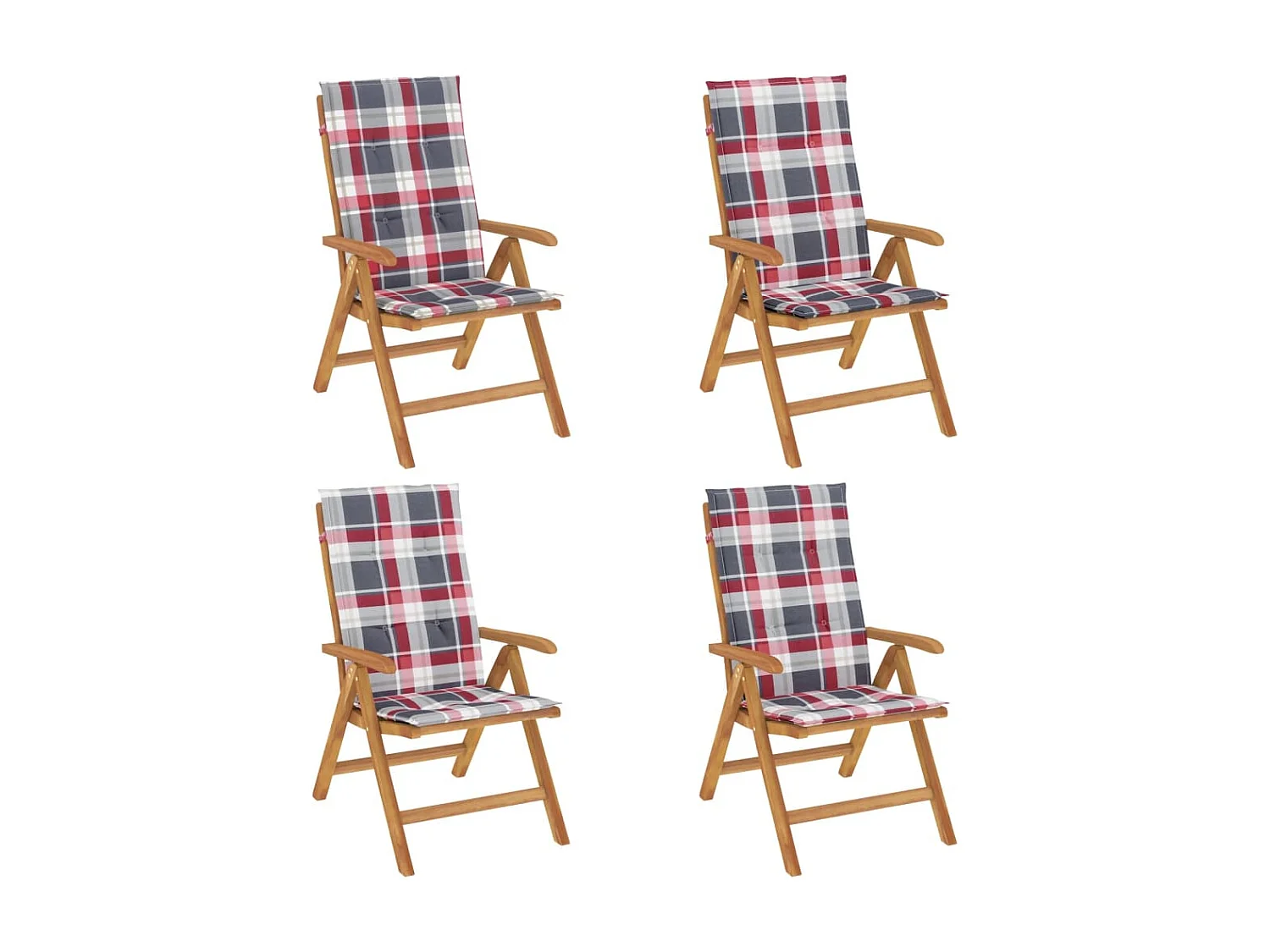 Sillas de jardín reclinables y cojines 4 unidades madera maciza teca