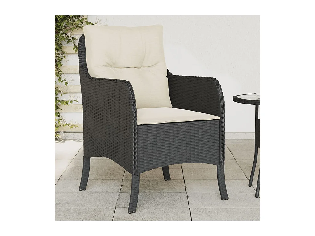 Sillones de jardín con cojines 2 unidades ratán sintético negro