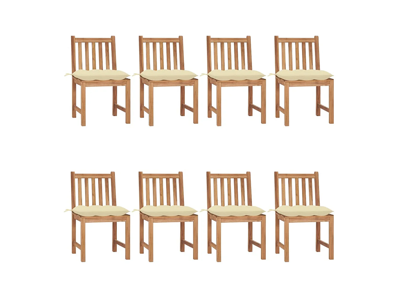 Chaises de jardin 8 pièces avec coussins Bois de teck massif