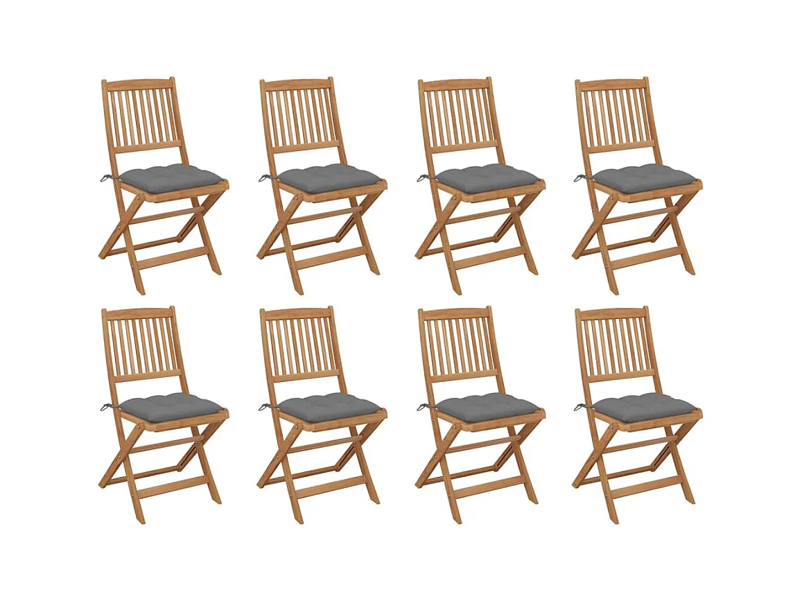 Chaises pliables d'extérieur avec coussins 8 pièces Bois d'acacia