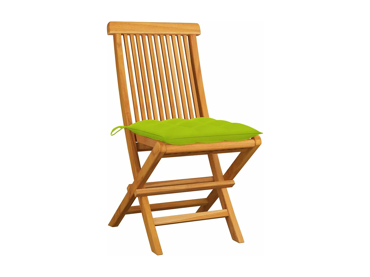 Chaises de jardin avec coussins vert vif 2 pièces Bois de teck