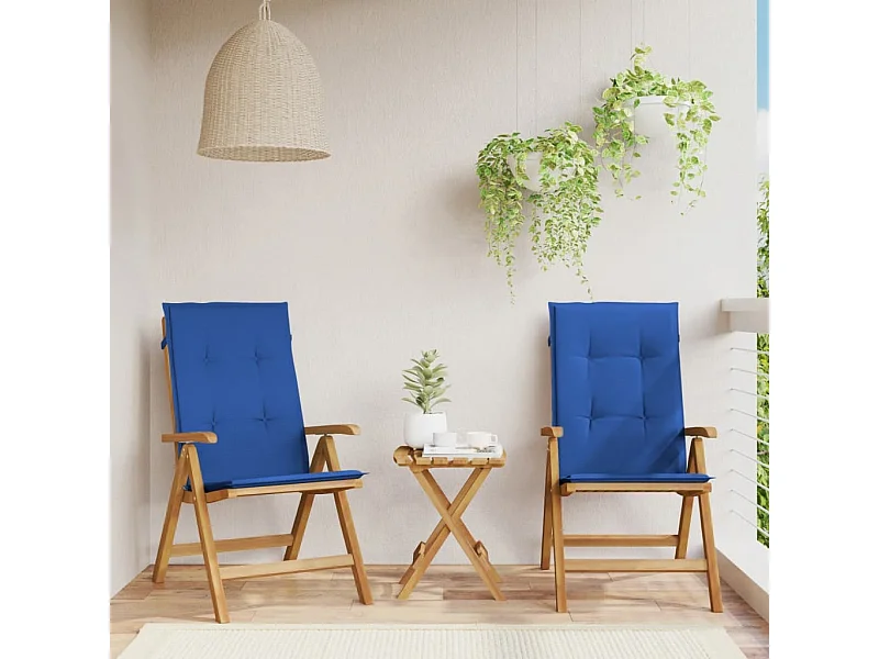 Cadeiras de jardim reclináveis c/ almofadões 2 peças teca maciça