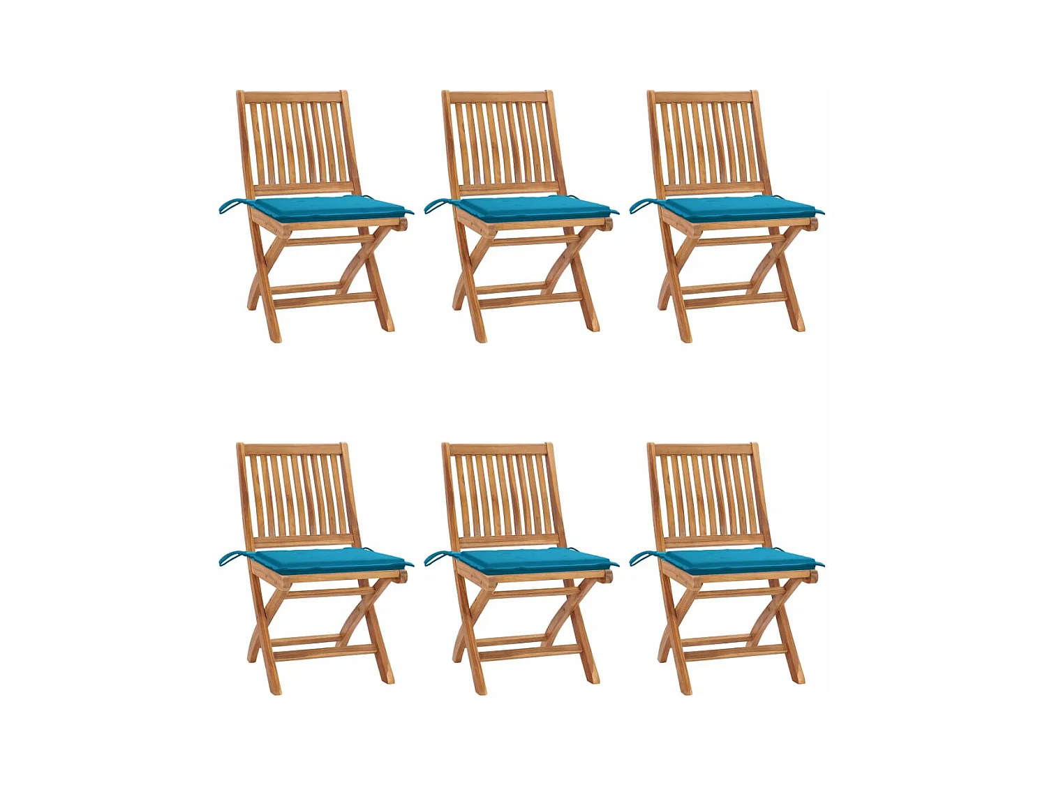 Chaises pliables de jardin avec coussins 6 pièces Bois de teck