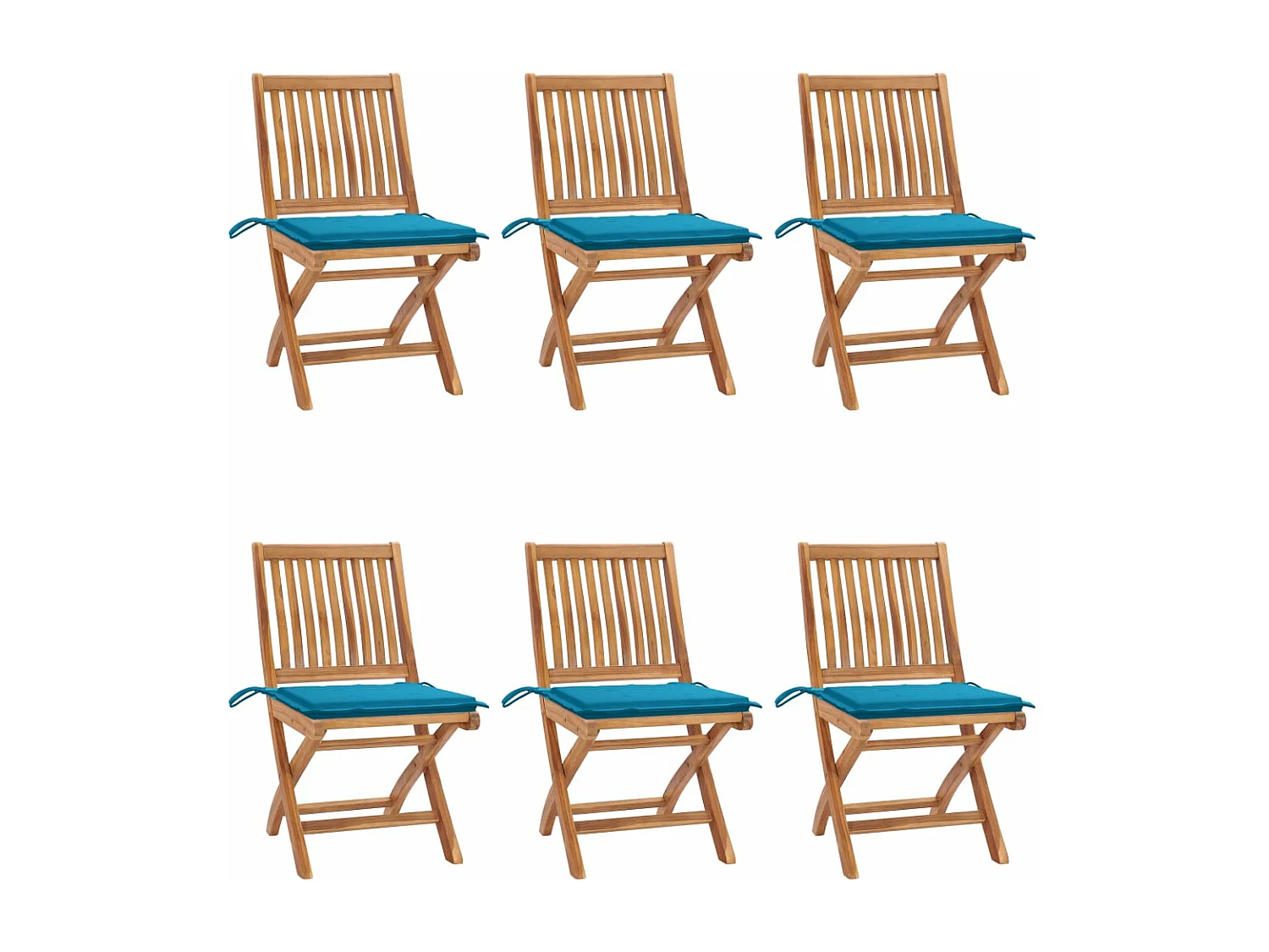 Chaises pliables de jardin avec coussins 6 pièces Bois de teck