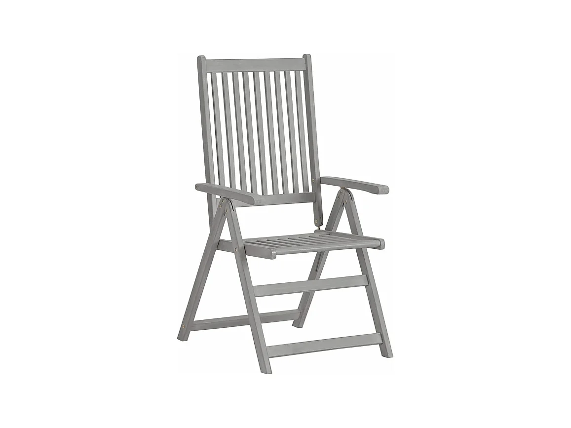 Chaises inclinables de jardin 2 pièces Gris Bois solide d'acacia