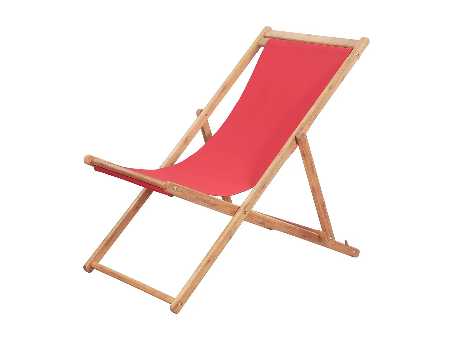 Chaise pliable de plage Tissu et cadre en bois Rouge